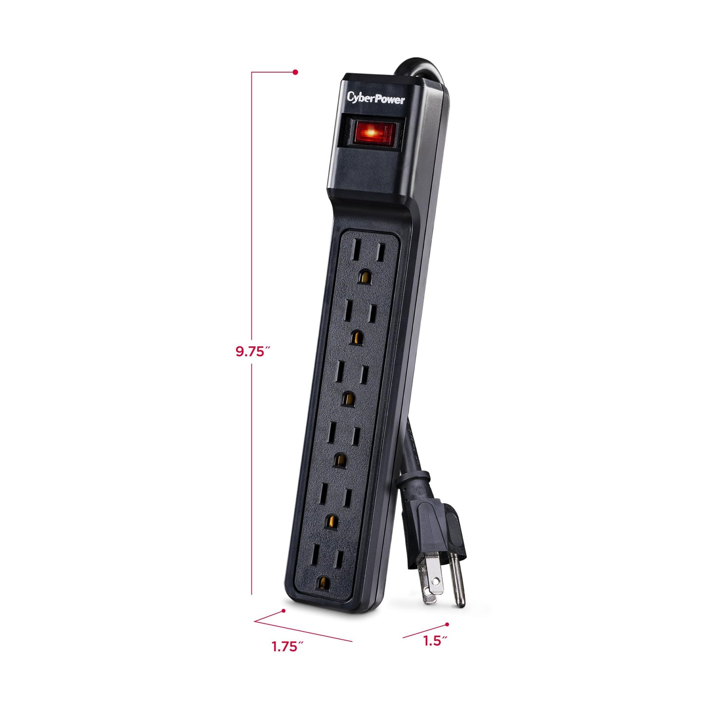 CyberPower CSB604 Essential Surge Protector, 900J/125V, 6 Outlets, 4ft Power Cord, Black