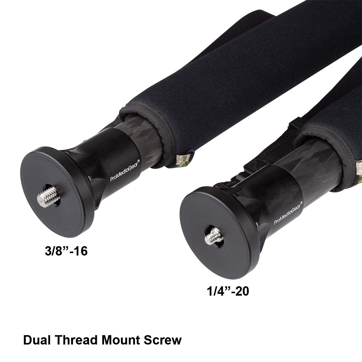 ProMediaGear TR34M 34 Series Carbon Fiber Monopod with Reversible 1/4"-20 and 3/8"-16 Threaded Adapter, 34mm Diameter, 50 lb Payload, Max Height: 63"