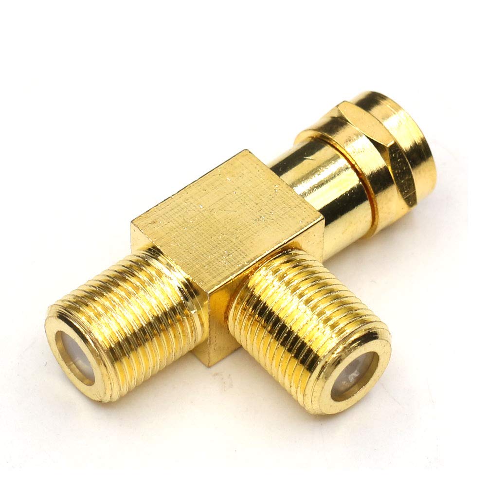 ANHAN F Coax Splitter, F Male to Female Connectors F type Satellite TV Splitter F type Coaxial Adapters for Video VCR Antenna 2Packs