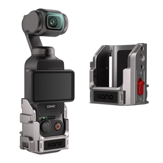 llano Aluminium Protective Cage for DJI Osmo Pocket 3, Expansion Adapter Accessories Frame with Quick-Release Lock, Lightweight Camera Cage with 1/4''