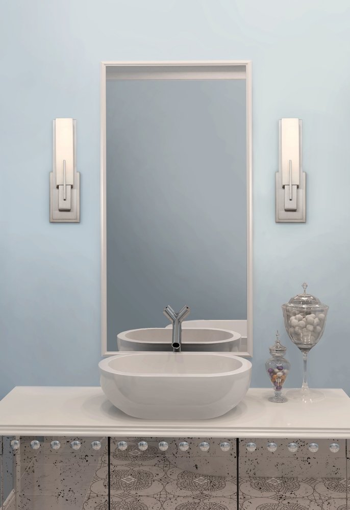 Possini Euro Design Midtown Modern Wall Light Sconce Satin Nickel Hardwired 4 1/2" Wide Fixture White Glass Rectangular Shade for Bedroom Bathroom