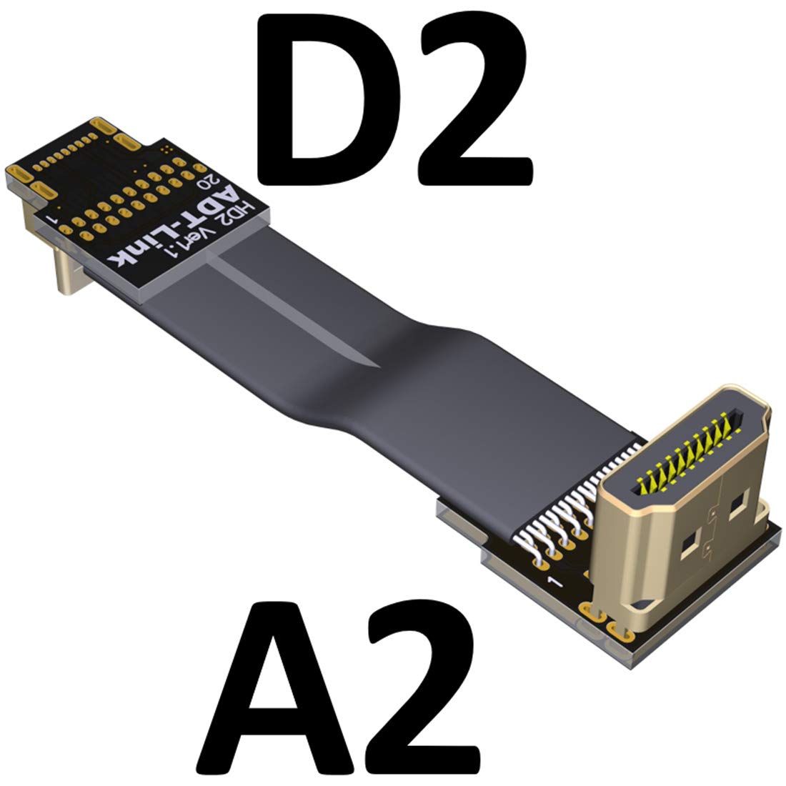 ADT-LINK FPV Cable for HDMI Micro Mini Flat Camera Connector 5cm-50cm Flexible Wire Line 18Gbps 4K@50/60 2160p for HDMI2.0 for FPV Camera (5cm,A2-D2)