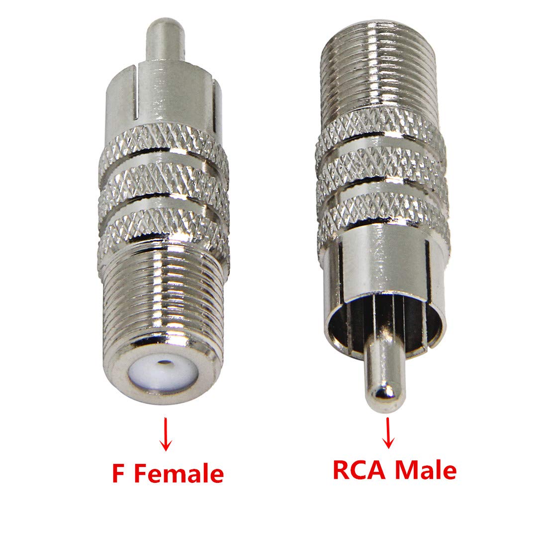 F Female to RCA Male, 5 Pack Coax to RCA Adapter Audio Video Connector for Subwoofer, Receiver, Atari Nintendo Game Console, Monitor