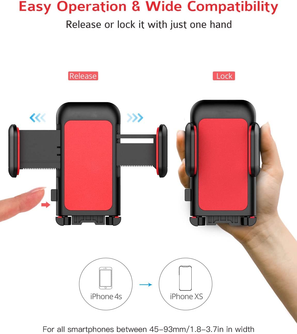VSSMSSA Cell Phone Holder for Car, CD Slot Mount, One-Handed Operation, Compatible with iPhone14 13 12 Mini 11 Pro XR XS MAX Galaxy S20 S20+ S10 Red
