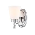 GRUENLICH Wall Sconces for Bathroom, Brushed Nickel Vanity Light Fixture Over Mirror, Single Hardwired Sconce with Frosted Glass Shades for Bedroom