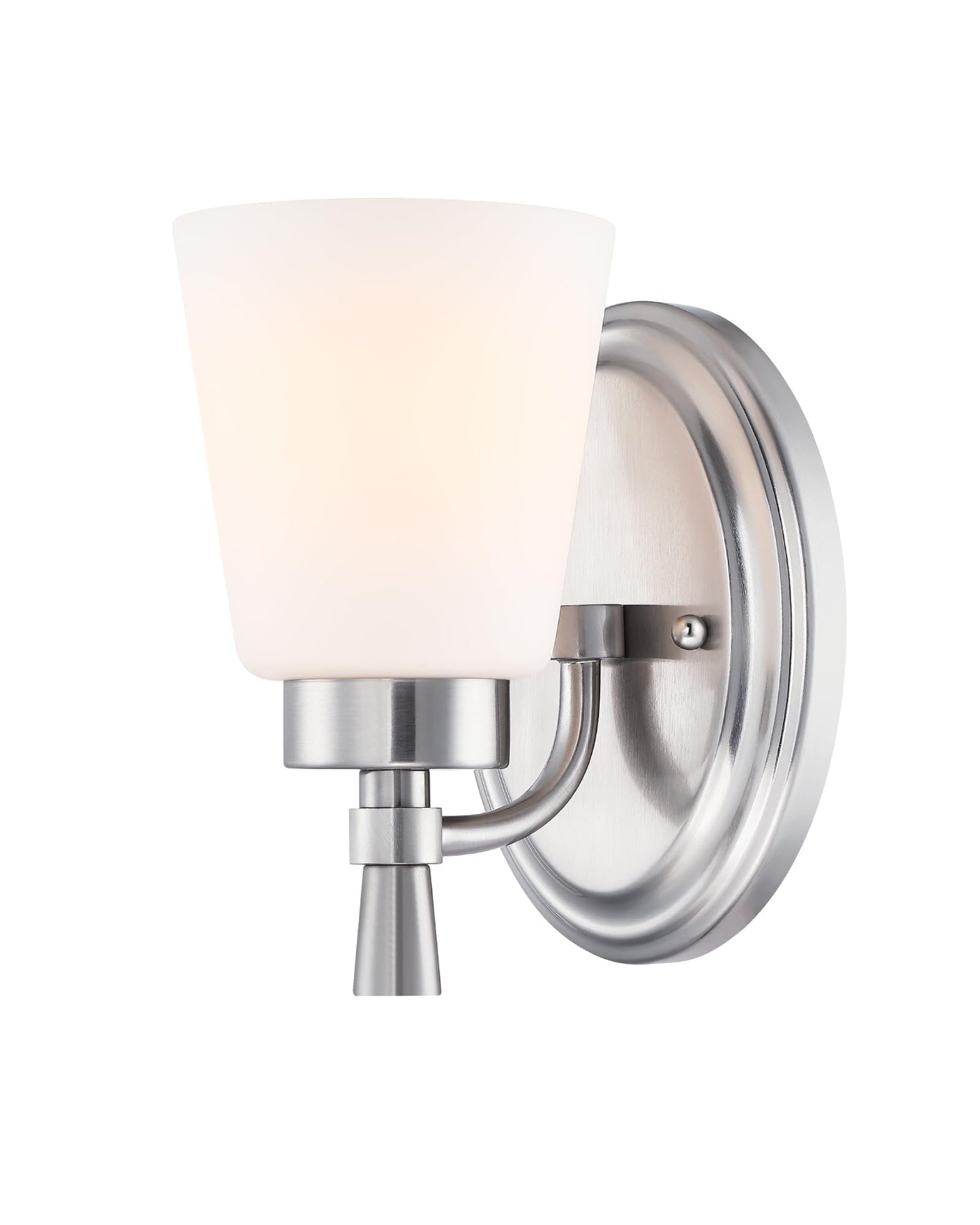 GRUENLICH Wall Sconces for Bathroom, Brushed Nickel Vanity Light Fixture Over Mirror, Single Hardwired Sconce with Frosted Glass Shades for Bedroom