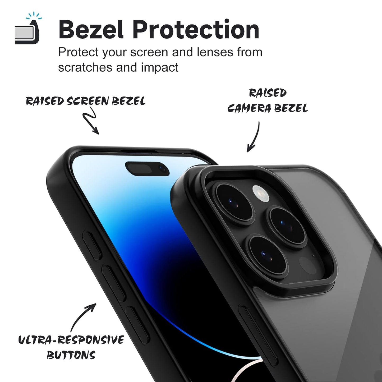LoeoeL for iPhone 14 Pro Case Clear, Transparent Hybrid 14 Pro Phone Case [Hard Plastic & Soft Silicone Bumper] Acrylic Non Yellowing Thin Slim