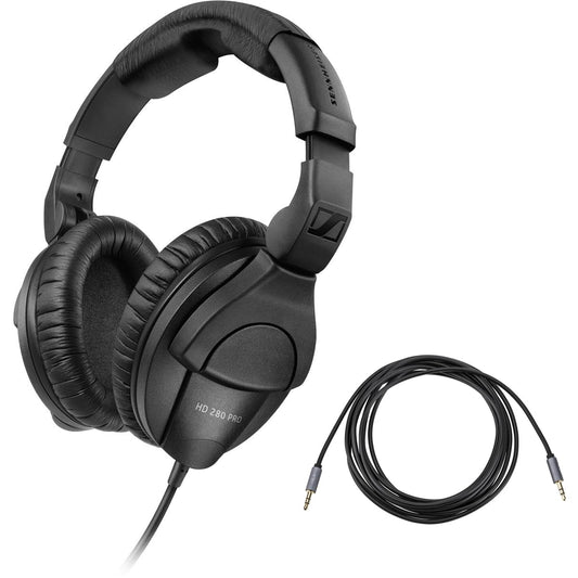 Sennheiser HD 280 Pro Headphones - with 10' 3.5mm Female to TRS 3.5mm Male Headphone Extension Cable
