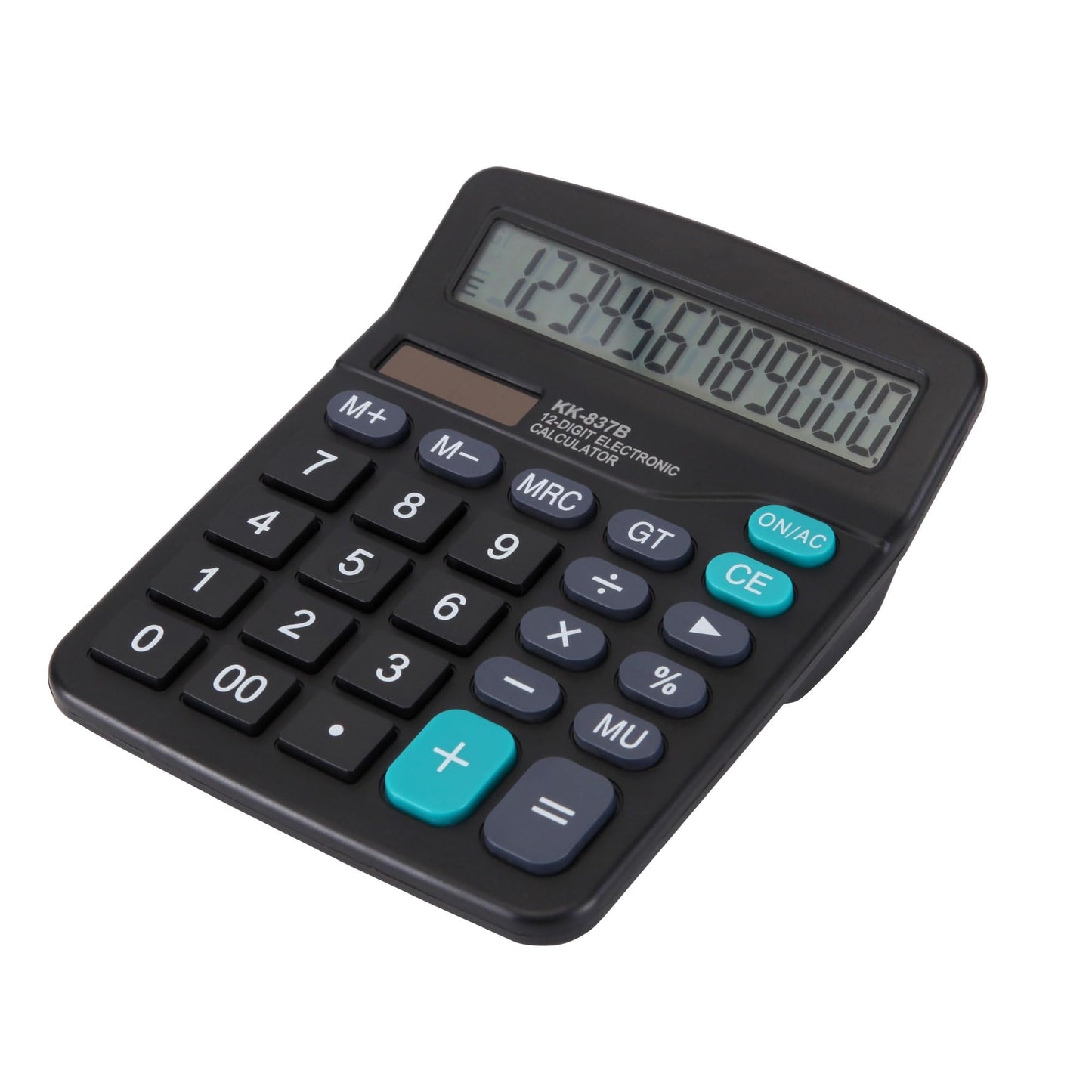 Desk Calculator 12 Digit Office Calculators with Large Screen Display, Dual Solar Power and Battery, Recessed Big Button Calculator for Office Home