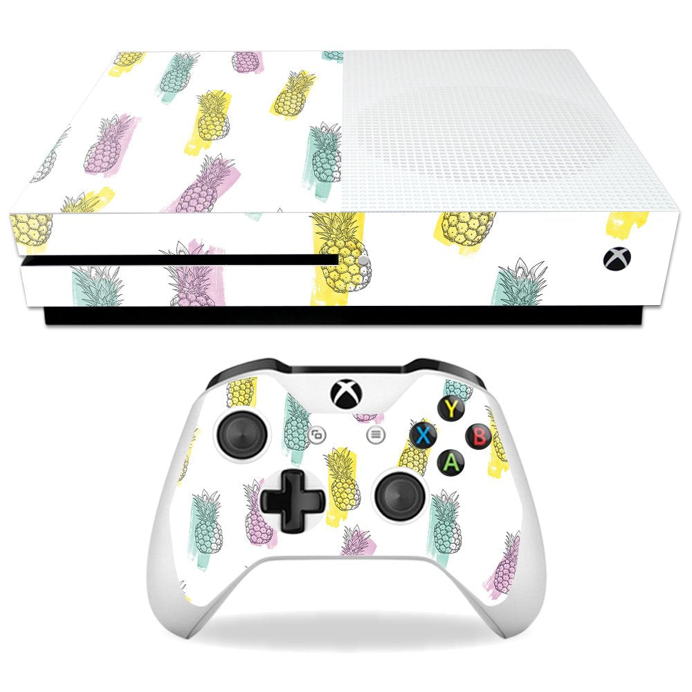 MightySkins Skin Compatible with Microsoft Xbox One S - Funky Pineapples | Protective, Durable, and Unique Vinyl Decal wrap Cover | Easy to Apply