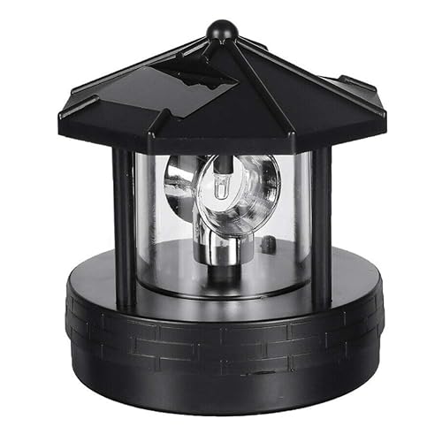 Solar Powered Lighthouse Garden Light,4.13 x 4.33 in, 360° Rotating LED Beacon, IP44 Waterproof Outdoor Decor Statue for Yard, Lawn, Patio, Balcony