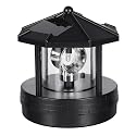 Solar Powered Lighthouse Garden Light,4.13 x 4.33 in, 360° Rotating LED Beacon, IP44 Waterproof Outdoor Decor Statue for Yard, Lawn, Patio, Balcony