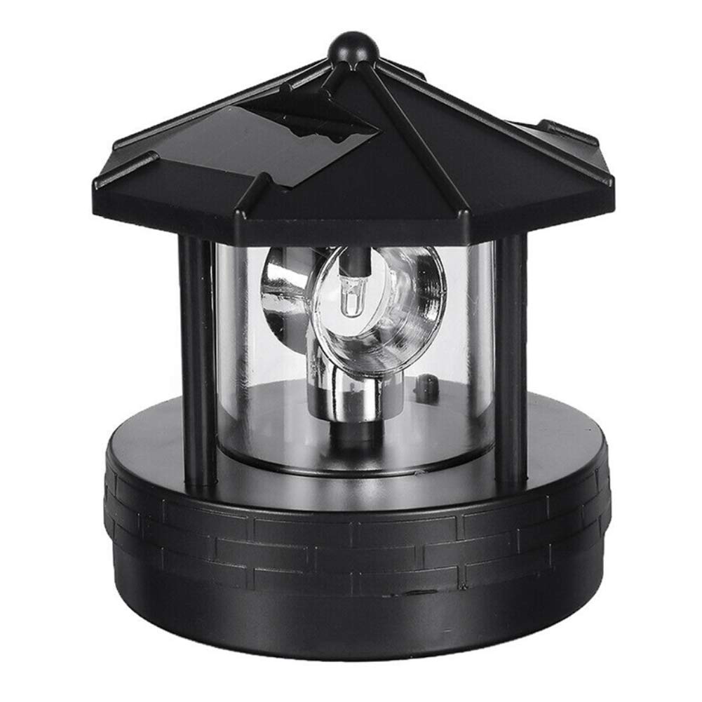 Solar Powered Lighthouse Garden Light,4.13 x 4.33 in, 360° Rotating LED Beacon, IP44 Waterproof Outdoor Decor Statue for Yard, Lawn, Patio, Balcony