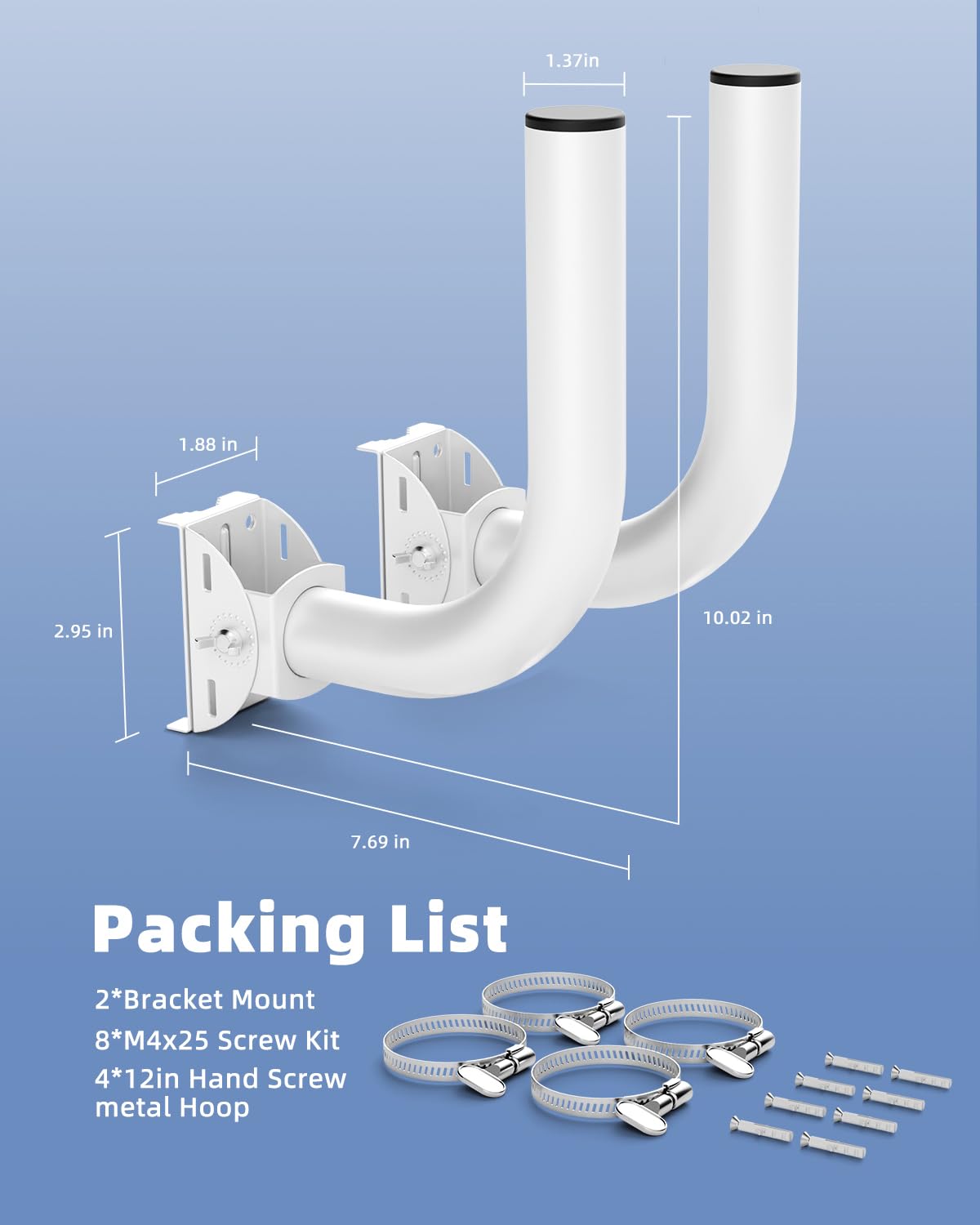 KORYCE Universal Wireless Bridge Bracket Mount, 2-Pack J Pole Mounts, 180 Adjustable Wall-Mounted Mount for Outside Antenna Starlink, Outdoor Bracket