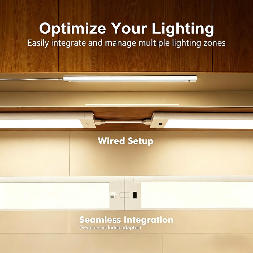 iQuincy 12 Inch Under Cabinet Lighting High Brightness Linkable LED Light Bar, Hand Wave Activated Motion Lights for Kitchen,Home,Room 5 CCT