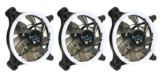 APEVIA 312L-CWH 120mm Silent Dual Rings White LED Fan with 32 x LEDs & 8 x Anti-Vibration Rubber Pads (3 Pk)