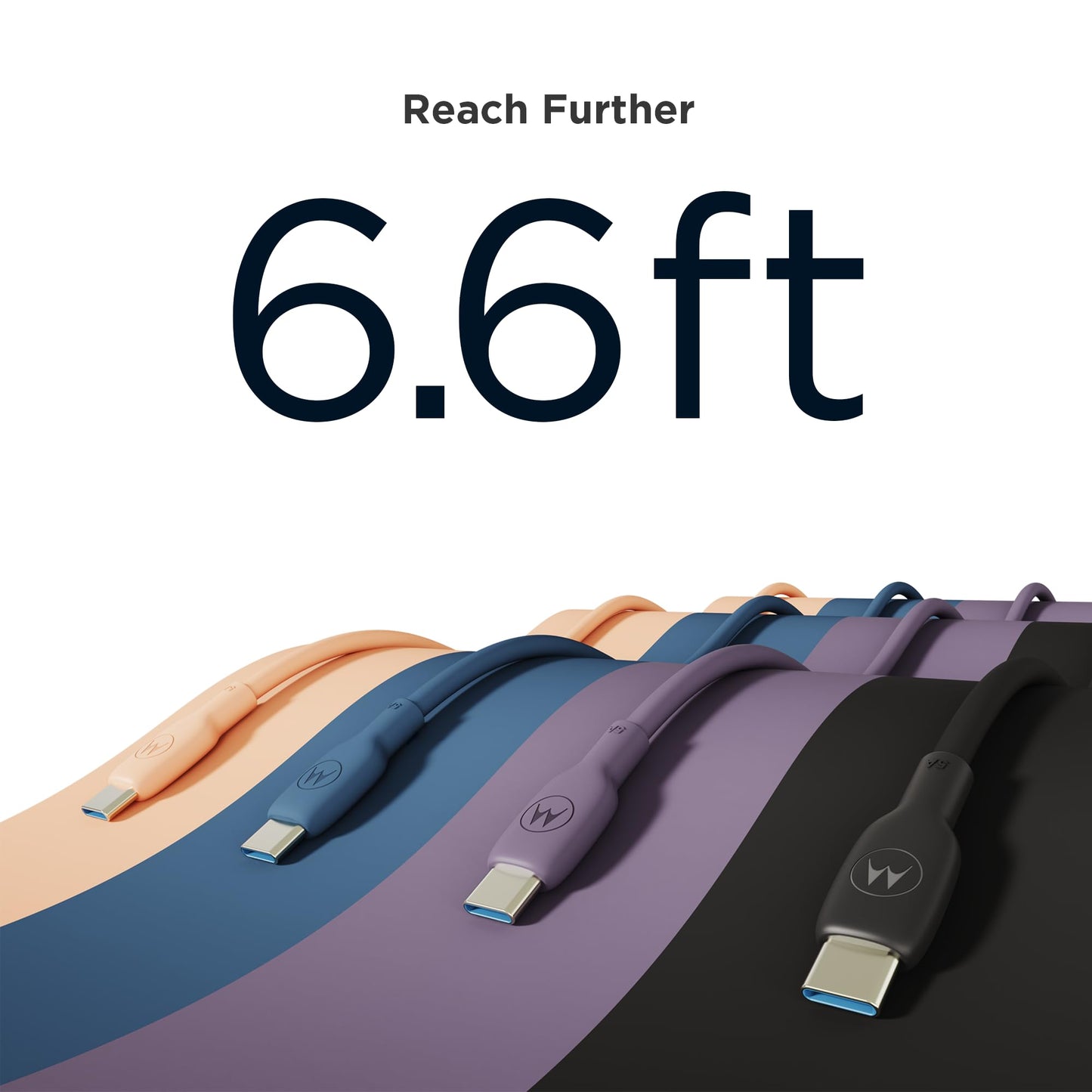 Motorola TurboPower Silicone 5A Black USB-C to USB-C Cable- 100W, 40k Bends, Flexible for Type C, Moto G Power, Play, Stylus,5G