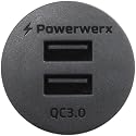 Powerwerx Panel Mount Dual USB QC3.0 Device Charger for 12/24V Systems