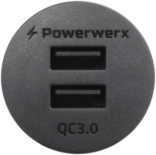 Powerwerx Panel Mount Dual USB QC3.0 Device Charger for 12/24V Systems