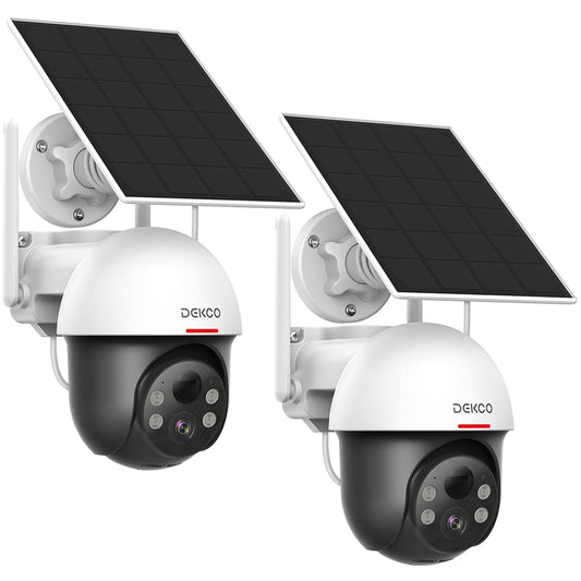 DEKCO Security Cameras Wireless Outdoor, Solar Powered, Panoramic PTZ, Auto Motion Tracking, True 2K, Color Night Vision, Spotlights, 2-Way Talk, 2