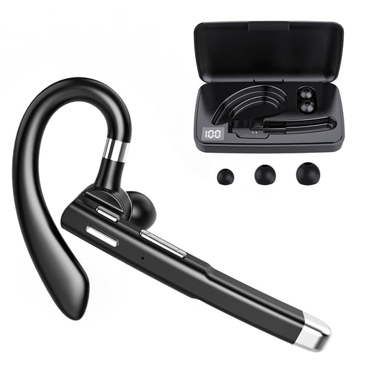 Bluetooth Headset,Wireless Bluetooth Earpiece with 500mAh Charging Case 80 Hours Talking Time?V5.1 Hands-Free Earphones with Built-in Mic