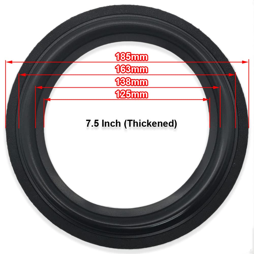 2 Pcs 7.5 Inch Speaker Foam Edge 7.5" Bass Subwoofer Woofer Surround Circle Repair Replacement Parts (7.5 Inch Thickened)