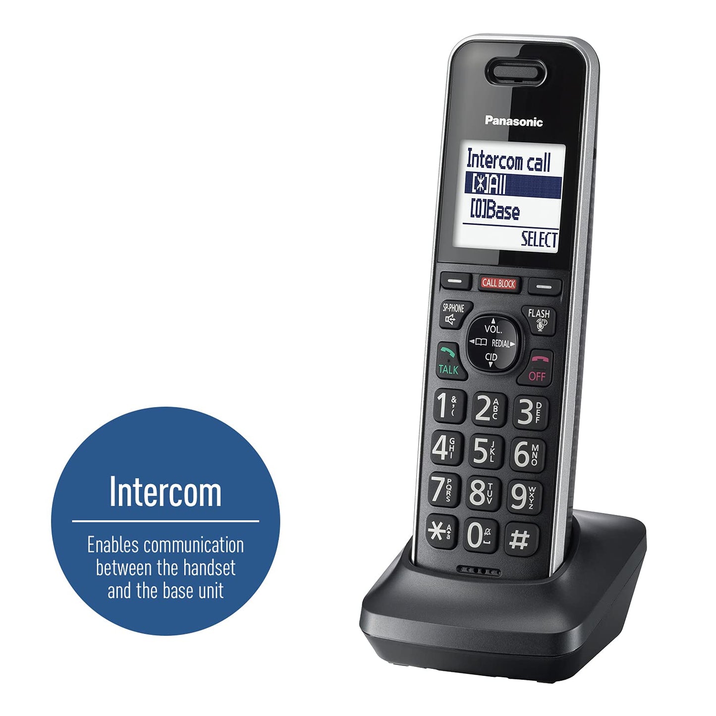 Panasonic Cordless Phone Extension Handset Accessory to Connect to Expandable Base Station - KX-TGFA88B (Black)