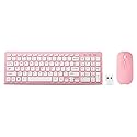 Wireless Keyboard and Mouse Combo, Compact Quiet Wireless Keyboard and Mouse Set 2.4G Ultra-Thin Sleek Design for Windows, Computer, Desktop, PC