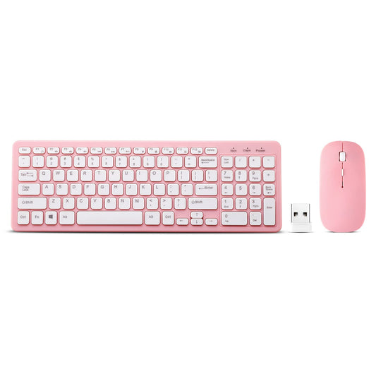 Wireless Keyboard and Mouse Combo, Compact Quiet Wireless Keyboard and Mouse Set 2.4G Ultra-Thin Sleek Design for Windows, Computer, Desktop, PC