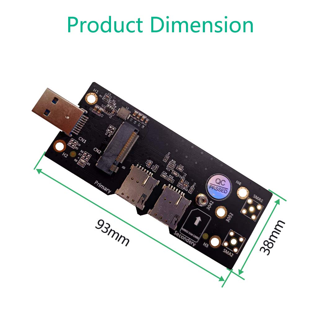 NGFF(M.2) to USB 3.0 Adapter with Dual Nano SIM Card Slot for 3G/4G/5G Module