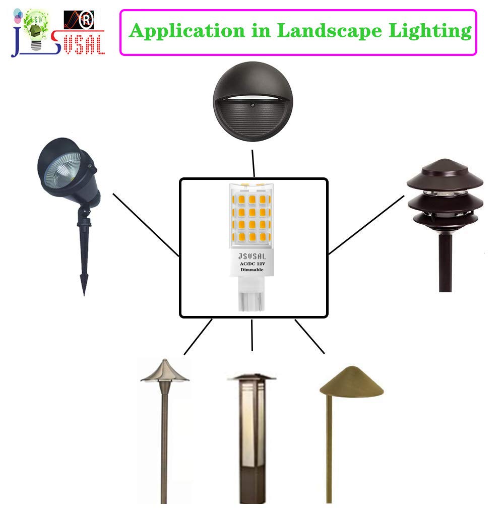 JSVSAL T5 T10 Wedge Base LED Light Bulb,Dimmable, 6W 650lm,5000K Daylight White,12V AC/DC for Outdoor Landscape Lighting Deck Stair Step Path Lights
