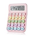 Electronic Calculator,12 Digits Large LCD Display Small Desktop Calculators,Pink Basic with Big Buttons,Easy to Press Mechanical Switch Calculator,4