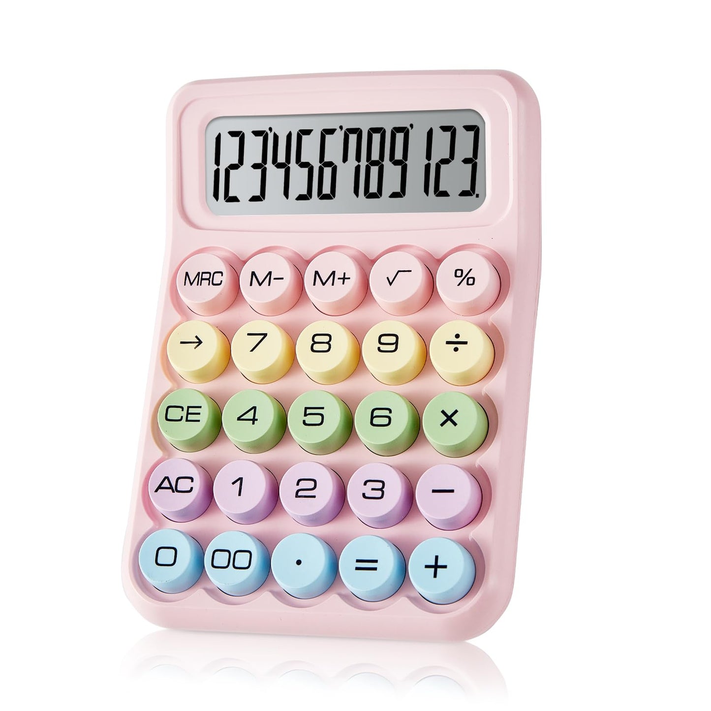 Electronic Calculator,12 Digits Large LCD Display Small Desktop Calculators,Pink Basic with Big Buttons,Easy to Press Mechanical Switch Calculator,4