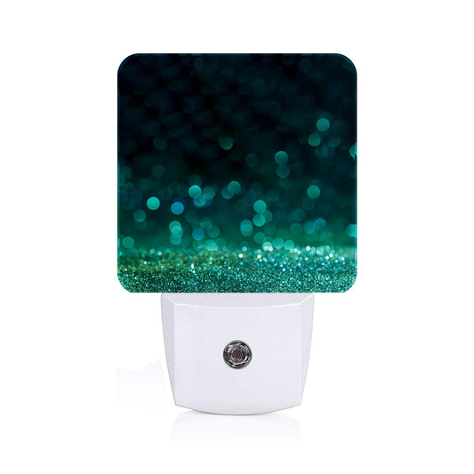 FSHVQKD Green Sparkling Glitter Night Light,Plug Into Wall with Dusk to Dawn Light Sensors, Warm Nightlights for Bedroom, Bathroom, Hallway, Kitchen