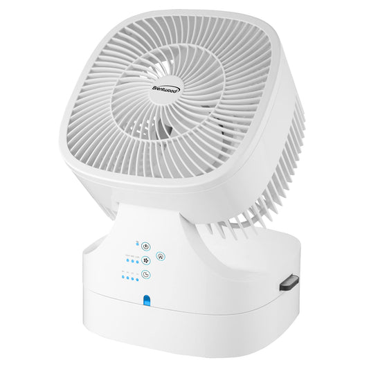 Brentwood 3-Speed Quiet Oscillating Air Circulator Desktop Fan White (8-Inch with Remote)