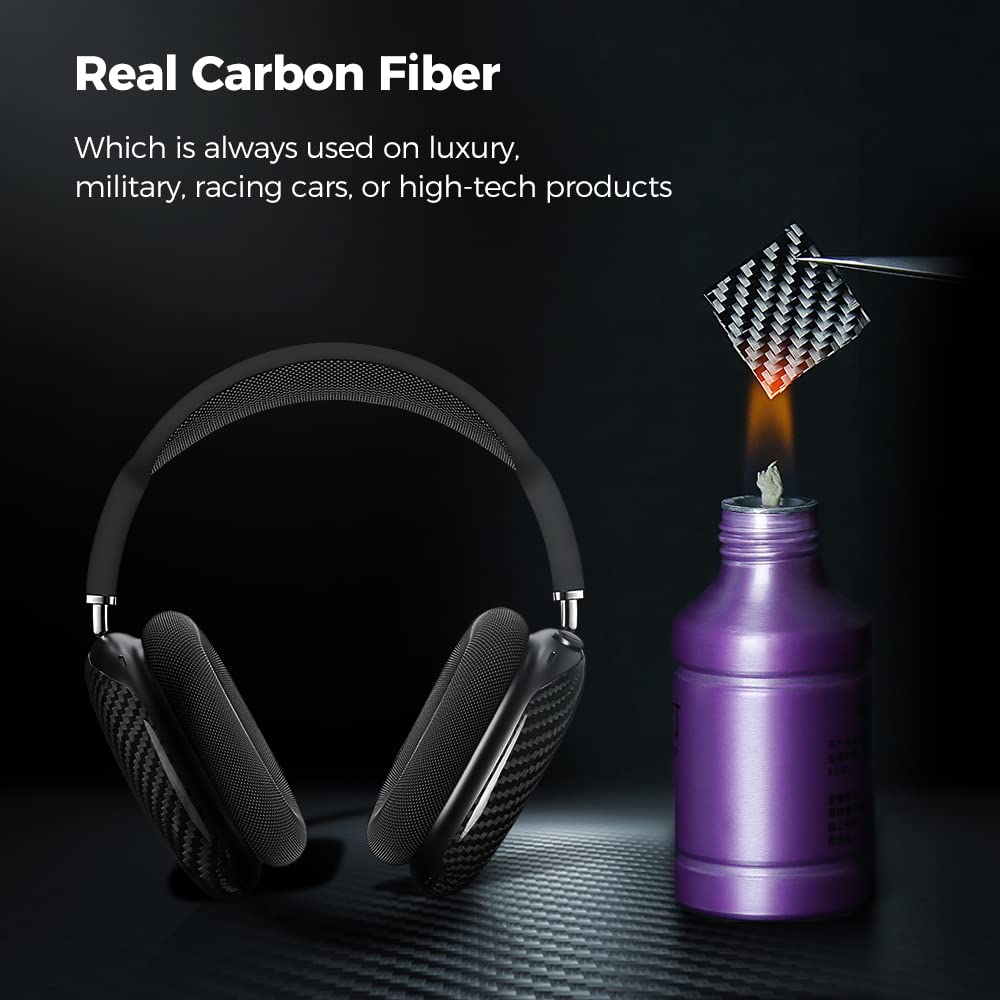MONOCARBON Real Carbon Fiber Case for Airpods Max,Military Grade Protective Hard Cover for 2024 New and Old Apple Airpods Max Headphone from Daily