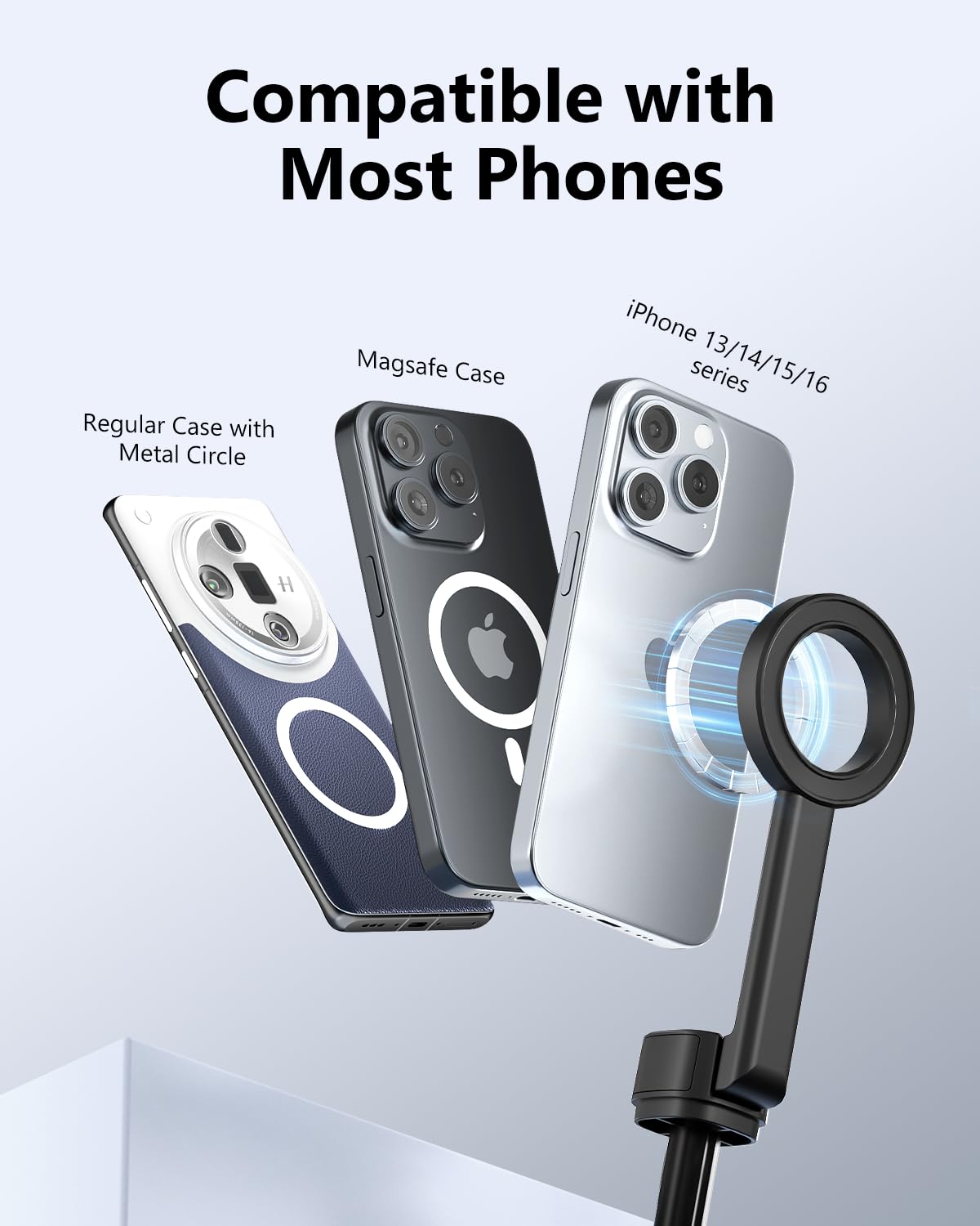 UBeesize Magnetic Tripod for iPhone with Remote, 64’’ Extendable Phone Stand for Video Recording/Vlogging, N52 Strong Holder for iPhone 12-15/Android