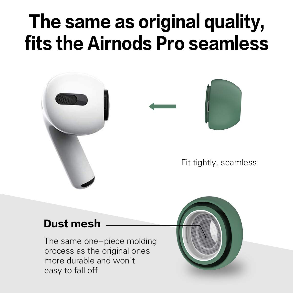 [4-Pair] WQNIDE Ear Tips for Airpods Pro & Airpods Pro 2nd Generation Ear Tips (Silicone), Anti Slip Soft Silicone Airpods Pro Replacement Ear Tips