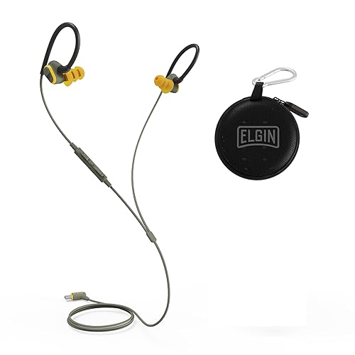 Elgin Rumble Wired Earplug Headphones, 27 dB NRR Waterproof Hearing Protection Earbuds w/Noise-Isolating Mic & in-Line Controller, OSHA Compliant…