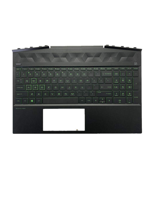 Replacement for HP Gaming Pavilion 15-DK 15-DK0126TX TPN-C141 Laptop Upper Case Palmrest Green Backlit Keyboard Assembly Part L57593-001 AP2K8000310