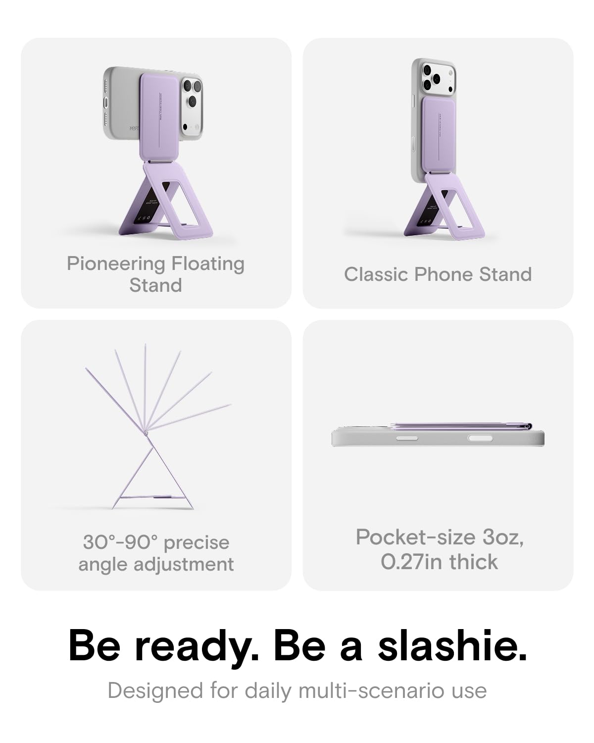 MOFT Phone Tripod Stand Selfie Stick for iPhone, Multi-Angles iPhone Stand, Lightweight & Portable Phone Holder, Strong Magnets, MOVAS Vegan Leather