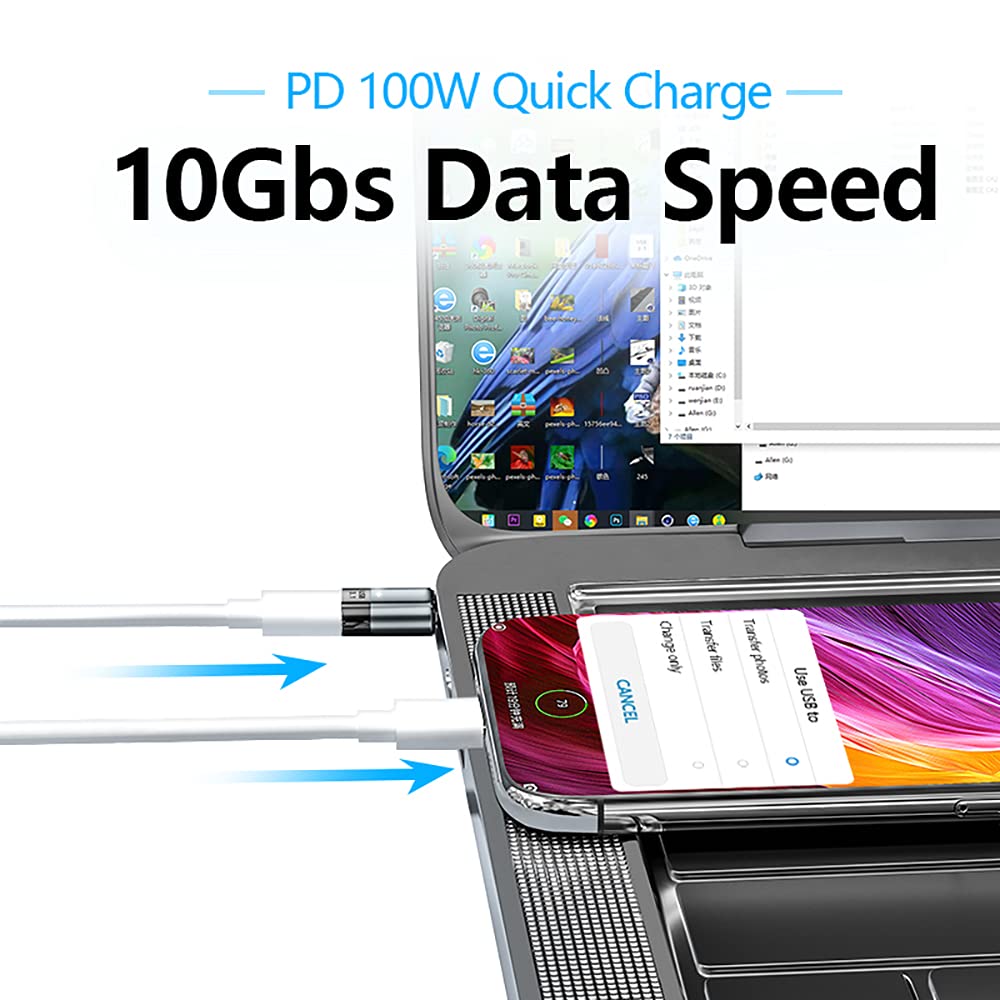 aucon Magnetic USB C Adapter, 24Pins Type C Connector, PD 100W Fast Charging 10Gbs Data Transfer