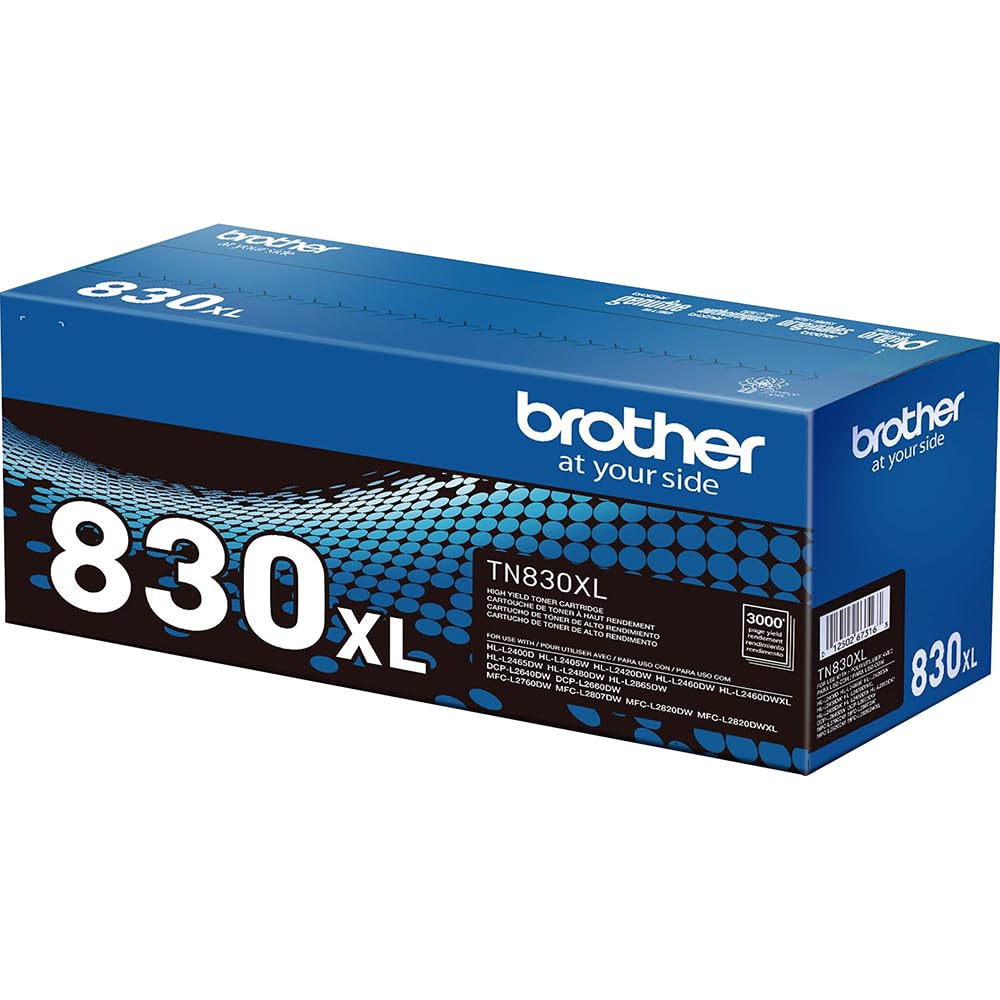 Brother Genuine TN830XL Black High-Yield Toner Cartridge, Up to 3,000-Page Yield, for HL-L2460DW, MFC-L2900DW, MFC-L2820DW, HL-L2420DW, Bundle
