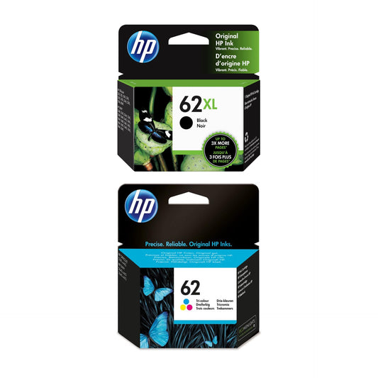 HP 62XL Blk/62 CMY Original Ink Bundle for Envy 5540/7640, OfficeJet 5740
