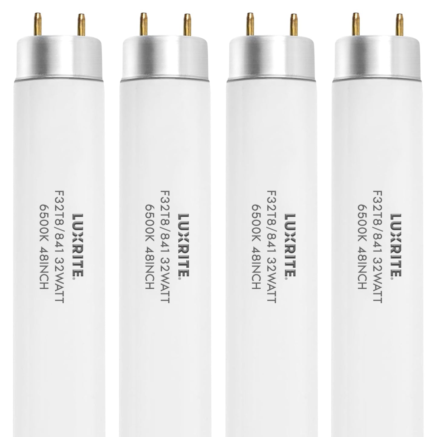 LUXRITE F32T8/865 32W 48 Inch T8 Fluorescent Tube Light Bulb, 6500K Daylight, 2800 Lumens, G13 Medium Bi-Pin Base, LR20735, 4-Pack