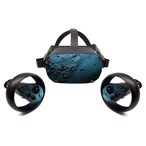 MightySkins Carbon Fiber Skin for Oculus Quest - Blue Storm | Protective, Durable Textured Carbon Fiber Finish | Easy to Apply, Remove, and Change