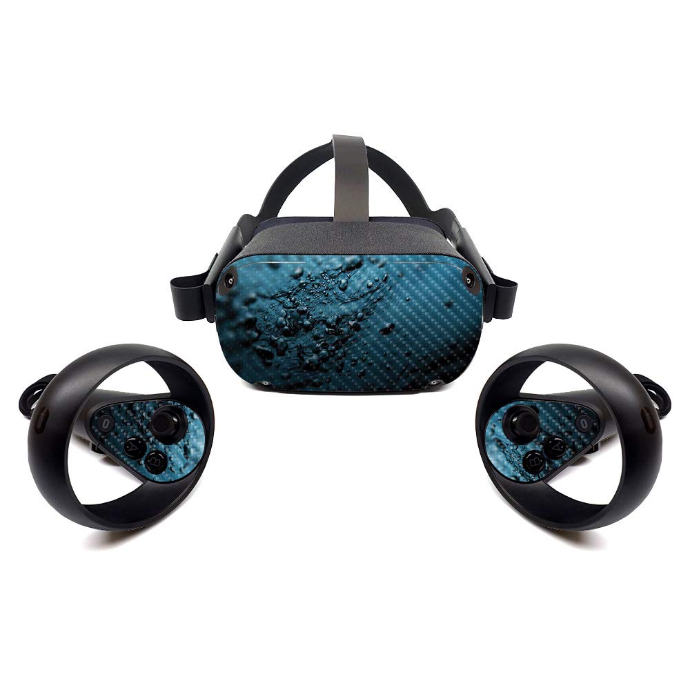 MightySkins Carbon Fiber Skin for Oculus Quest - Blue Storm | Protective, Durable Textured Carbon Fiber Finish | Easy to Apply, Remove, and Change