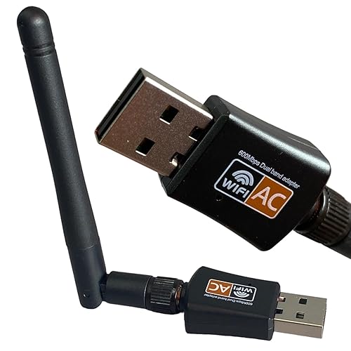 AC600 Mbps Dual Band Internet USB WiFi Adapter for desktop PC 2.4/5GHz, Desktop-Laptop wifi adapter Wireless Receiver Network Dongle with Antenna
