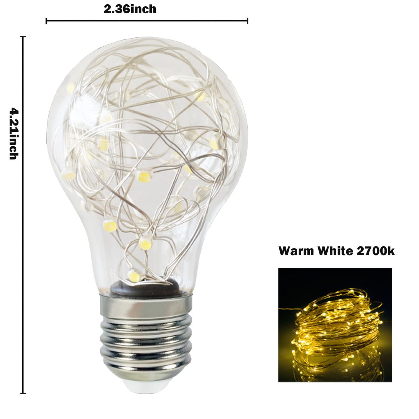 HOWORR Decorative Light Bulb, 2W LED Fairy Light Bulbs, 15W Equivalent Cute Light Bulbs for Pendant Light Fixtures, Bedroom, Living Room, Christmas
