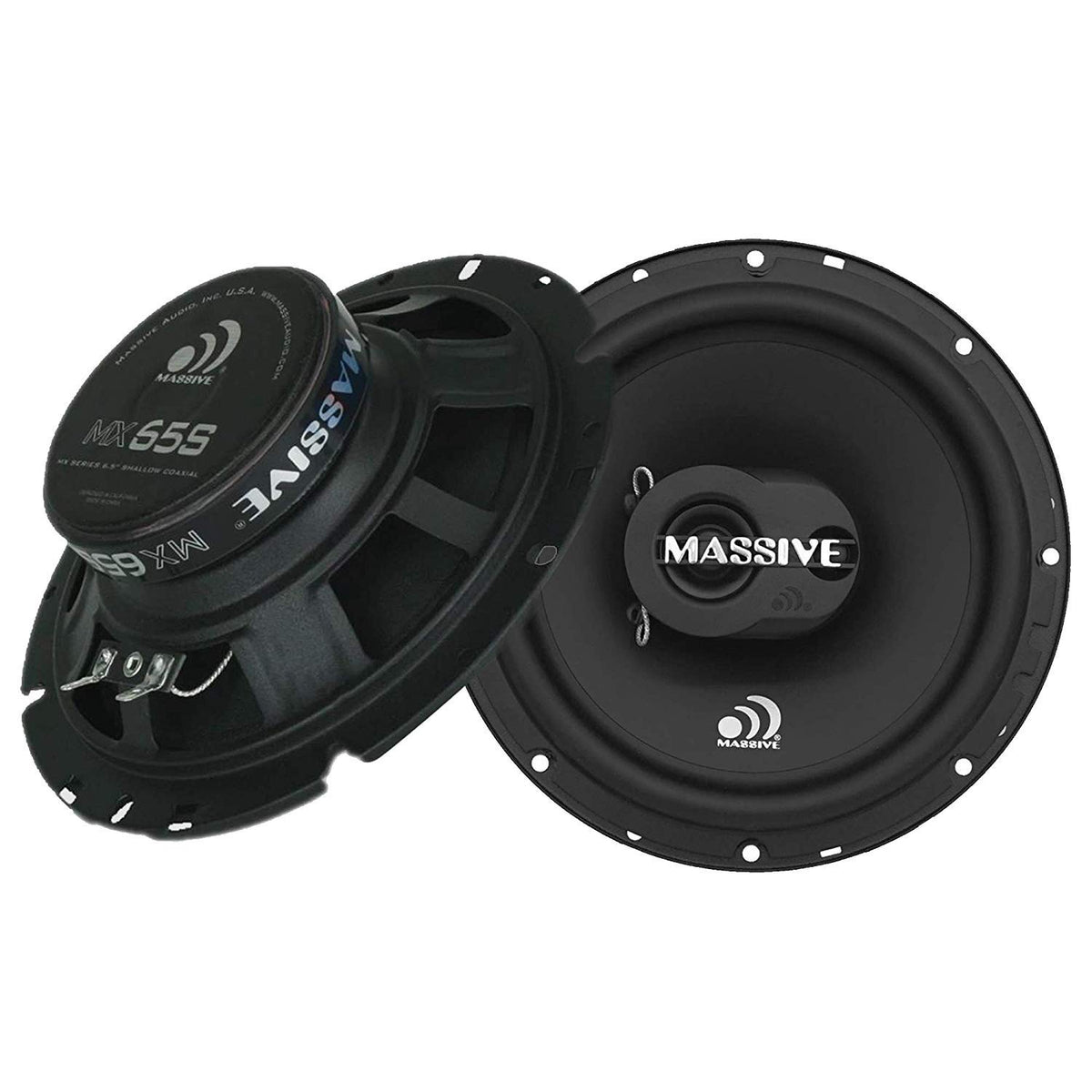 Massive Audio MX65SV2 | 6.5" 2-Way Shallow Mount Coaxial Car Speakers | 100W Max / 50W RMS | Compact OEM Fit | Silk Dome Tweeter & Mid-Bass Cone | Premium Sound Upgrade